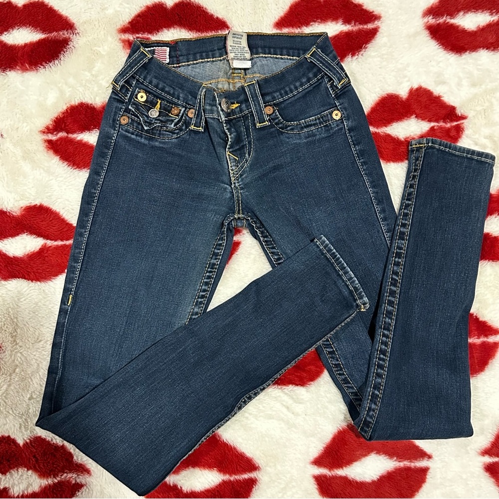 True Religion Jeans Women's Size 25 Skinny Ultra Low Rise USA World Tour - Picture 12 of 12